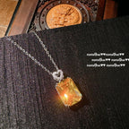 3276NV Sunset Yellow Rectangular Zirconia Necklace