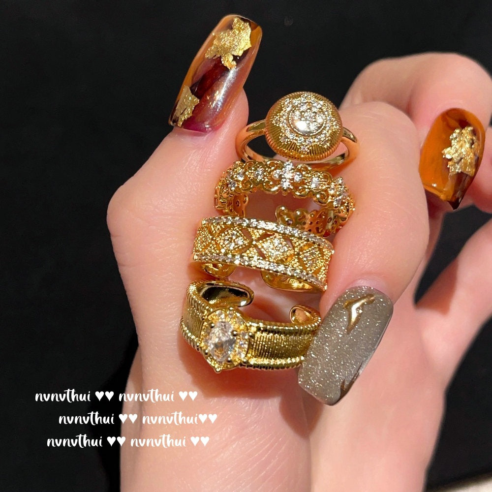 Italian Retro Brushed Gemstone Pigeon Egg Ring