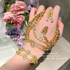 579Y Dreamland Bubble Layered Zirconia Necklace Bracelet Earrings 3-Piece Set