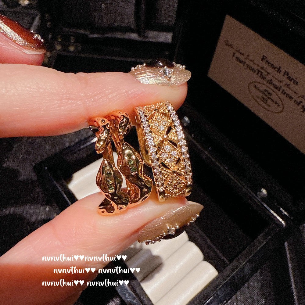 495HAO Cross Vajra Zirconia Open Ring