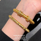 Italian Vintage Brushed Engraved Nebula Gemstone Bangle