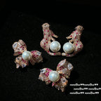 Rouge Pink Panther & Bow Earrings (18K Gold Plated)