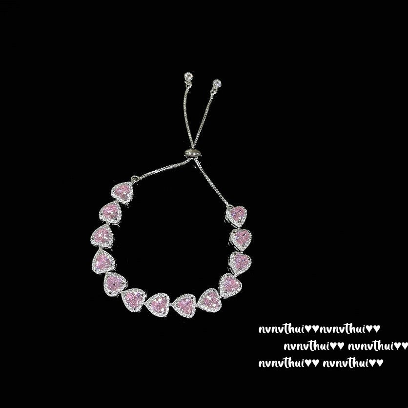 Sweetheart Peach Pink Love Gemstone Bracelet Set