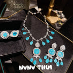 Aquamarine Teardrop Fringe Gemstone Necklace