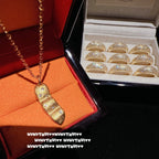 784S Vintage Brushed Diamond-Accented Lucky Bean Necklace