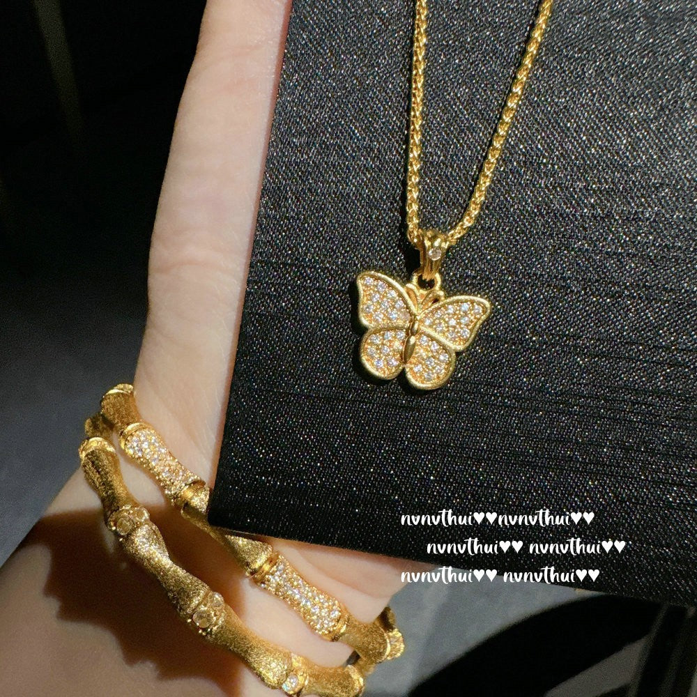 Antique Gold Filigree Double Hulu Pendant Necklace