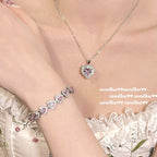 Sweetheart Peach Pink Love Gemstone Bracelet Set
