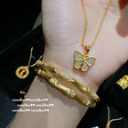 Antique Gold Filigree Double Hulu Pendant Necklace