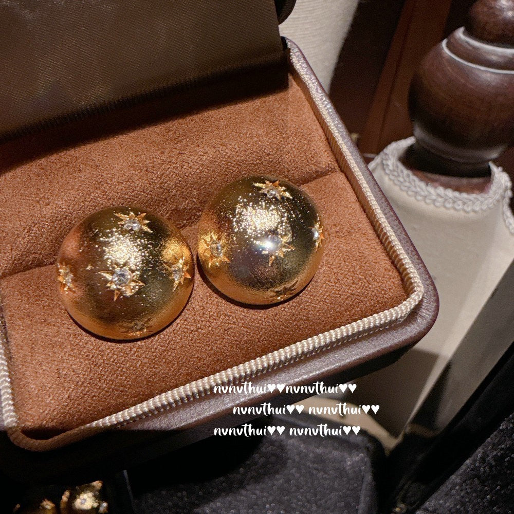 2060ZZ Brushed Starburst Dome Earrings