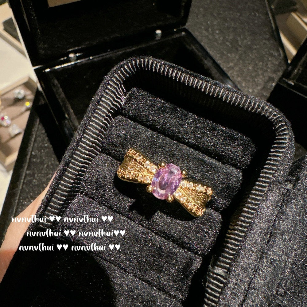 Italian Vintage Brushed Thorn Vine Gemstone Ring