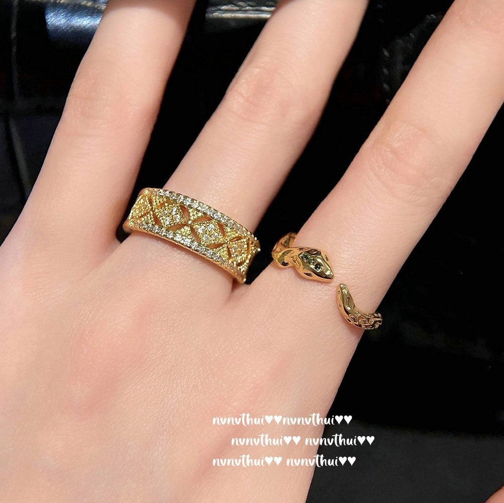 495HAO Cross Vajra Zirconia Open Ring