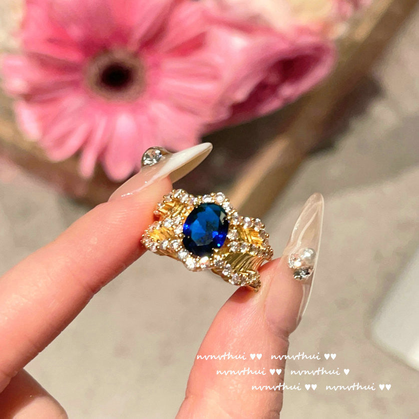 630Z Filigree Deep Sea Blue Zircon Open Ring