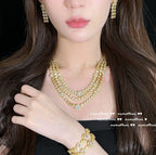 579Y Dreamland Bubble Layered Zirconia Necklace Bracelet Earrings 3-Piece Set