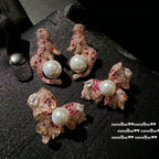 Rouge Pink Panther & Bow Earrings (18K Gold Plated)