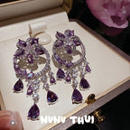 Iris Purple Waterdrop Wreath Gemstone Earrings