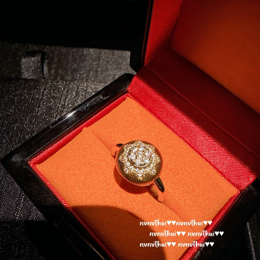 Italian Retro Brushed Gemstone Pigeon Egg Ring