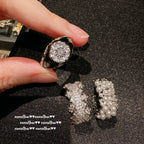 Italian Vintage Arc-Shaped Milky Way Gemstone Ring
