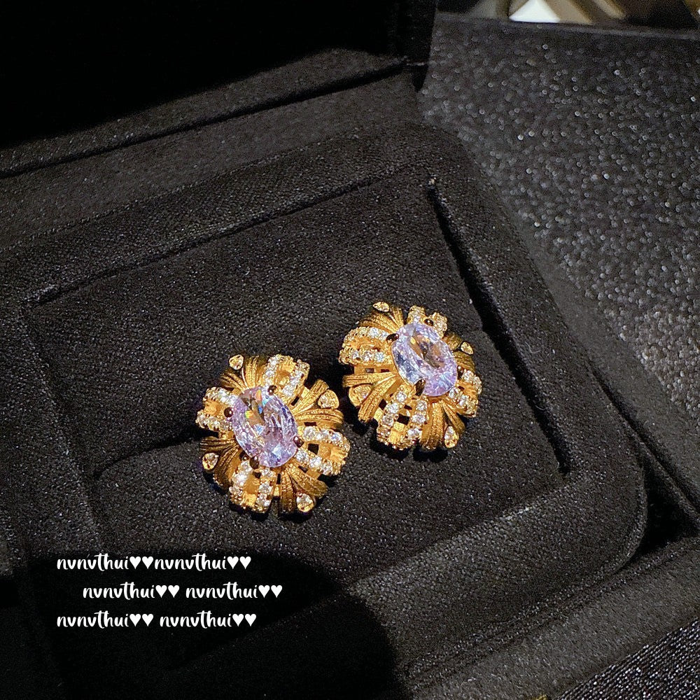 Austrian Honeycomb & Redbud Earrings Necklace Set