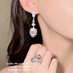 756S Hot Pink Serpent Fringe Earrings