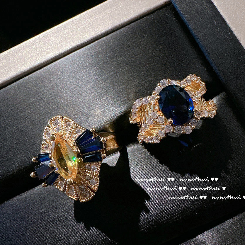 630Z Filigree Deep Sea Blue Zircon Open Ring