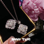 Cultured Mabe Floral Pendant Necklace Set