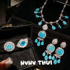 Aquamarine Teardrop Fringe Gemstone Necklace