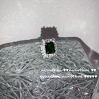 Dazzling Peacock Green Emerald Full-Halo Adjustable Ring