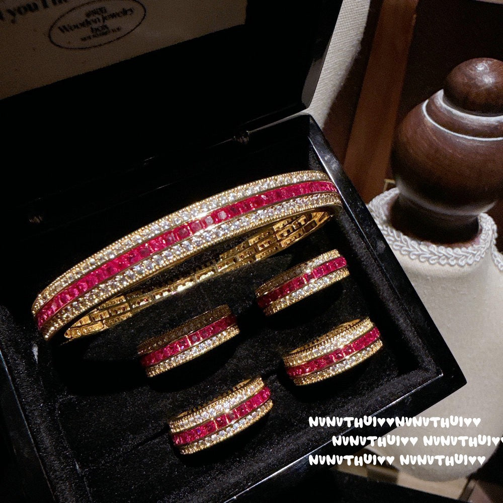 Rose Romance Ruby Bracelet & Ring Set