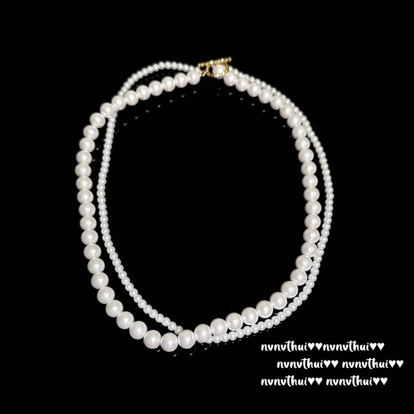 354BB Mixed Sizes Artificial Shell Pearl Twisted Necklace
