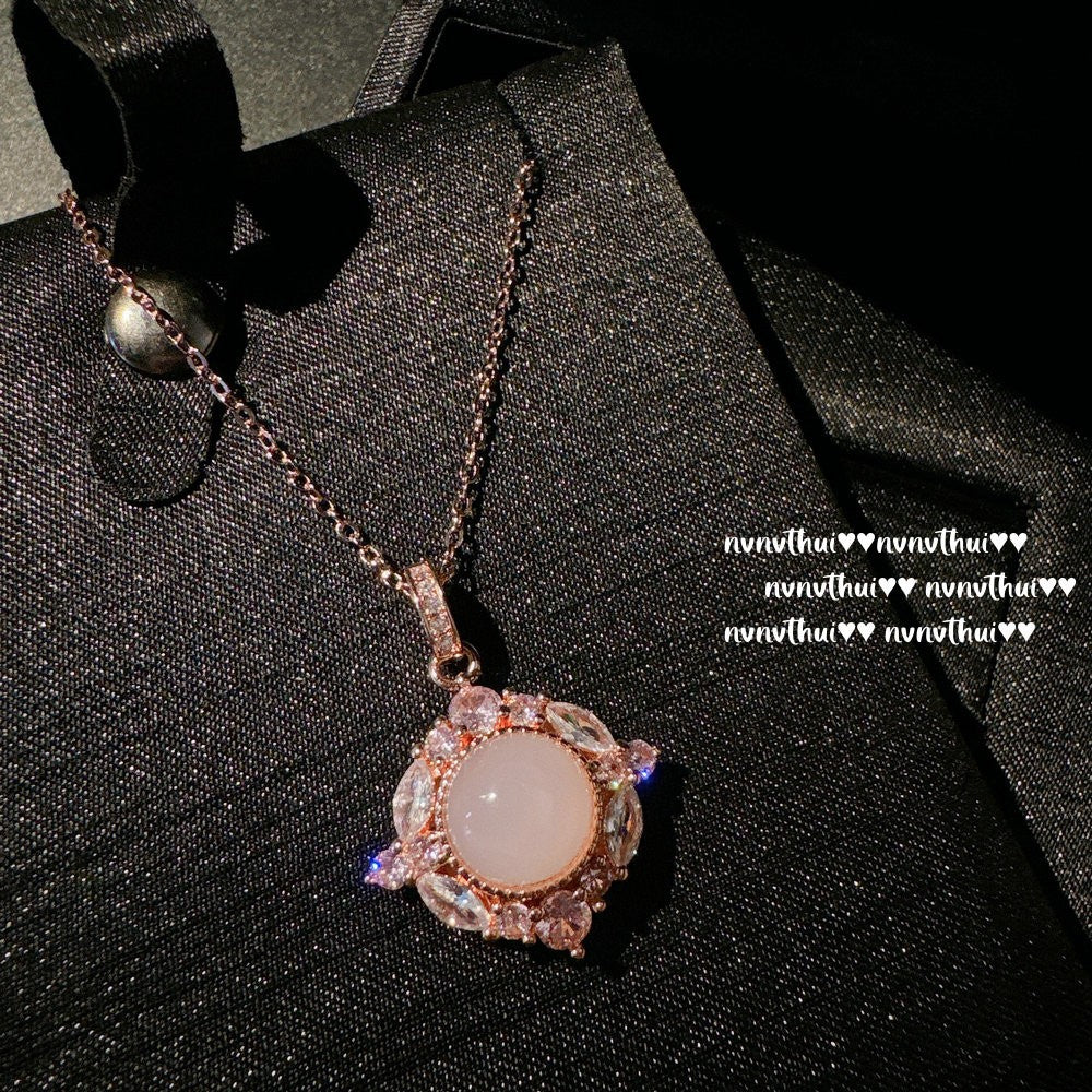 309ZZ Pink Carnelian Sunflower Necklace