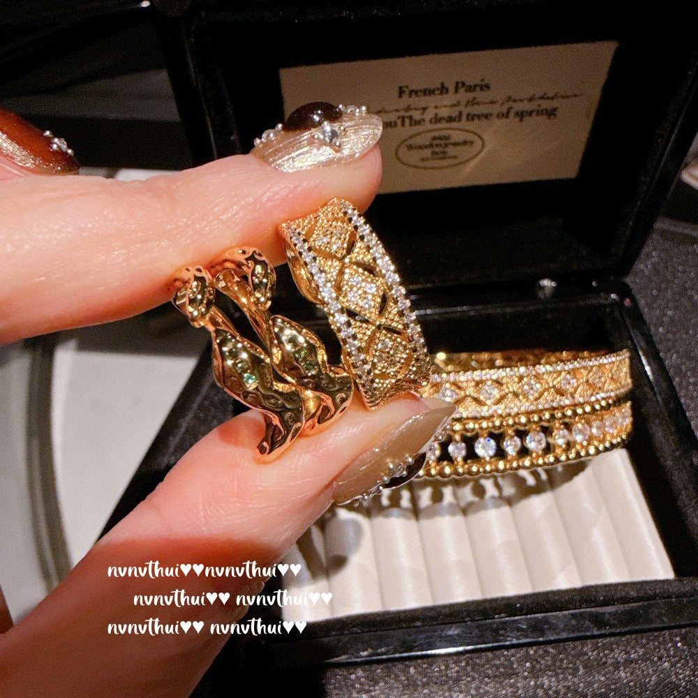 495HAO Cross Vajra Zirconia Open Ring