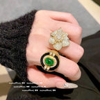 570NV Emerald Green Artificial Agate Open Ring