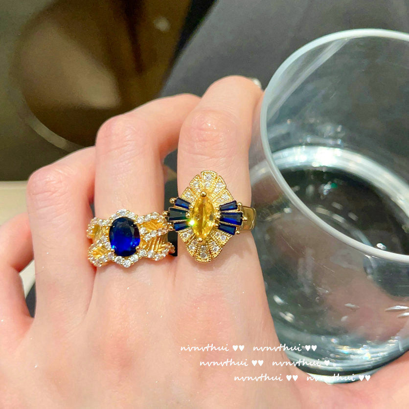 630Z Filigree Deep Sea Blue Zircon Open Ring