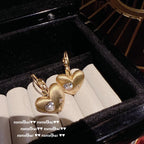 167NV Brushed Heart-Shaped Earrings