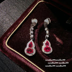 902CC Rubellite Pink Gourd Zircon Long Drop Earrings