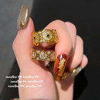 424NV Lattice Blue Zirconia Floral Petal Open Ring