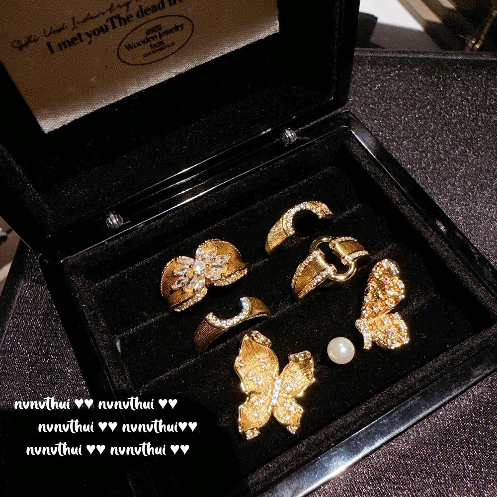 537HAO Gold-Plated Brushed Butterfly Ring