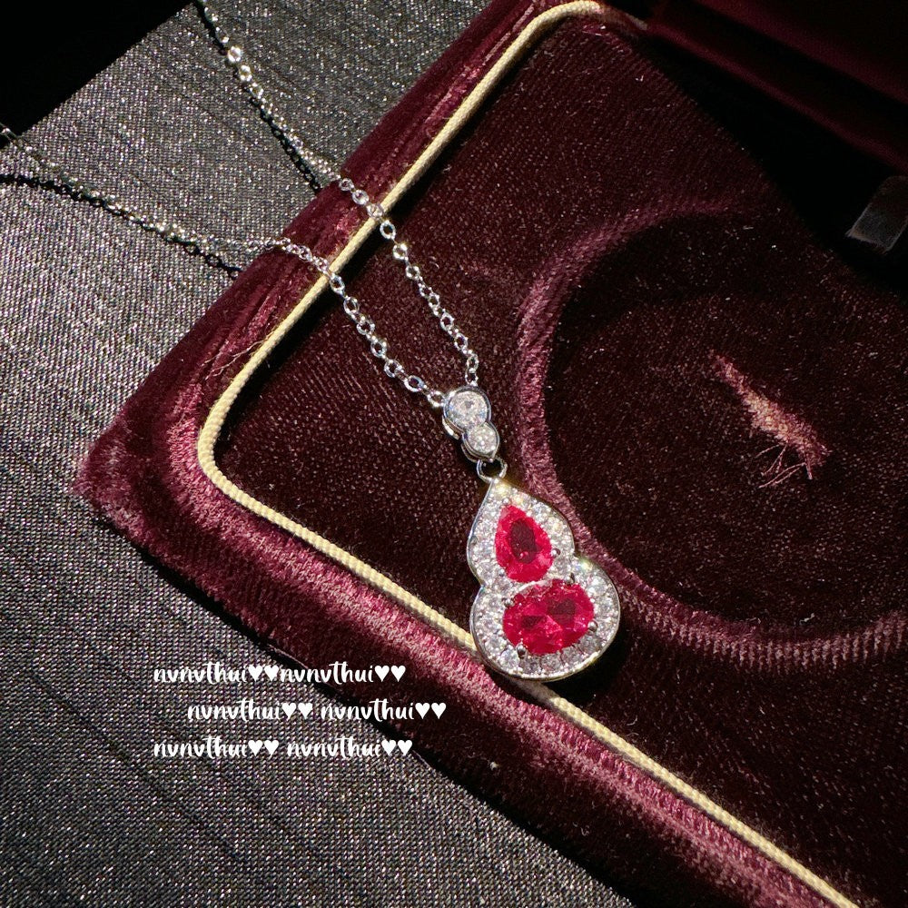 902CC Rubellite Pink Gourd Zircon Necklace