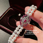 902FLI Rubellite Pink Zircon and Pearl Bracelet