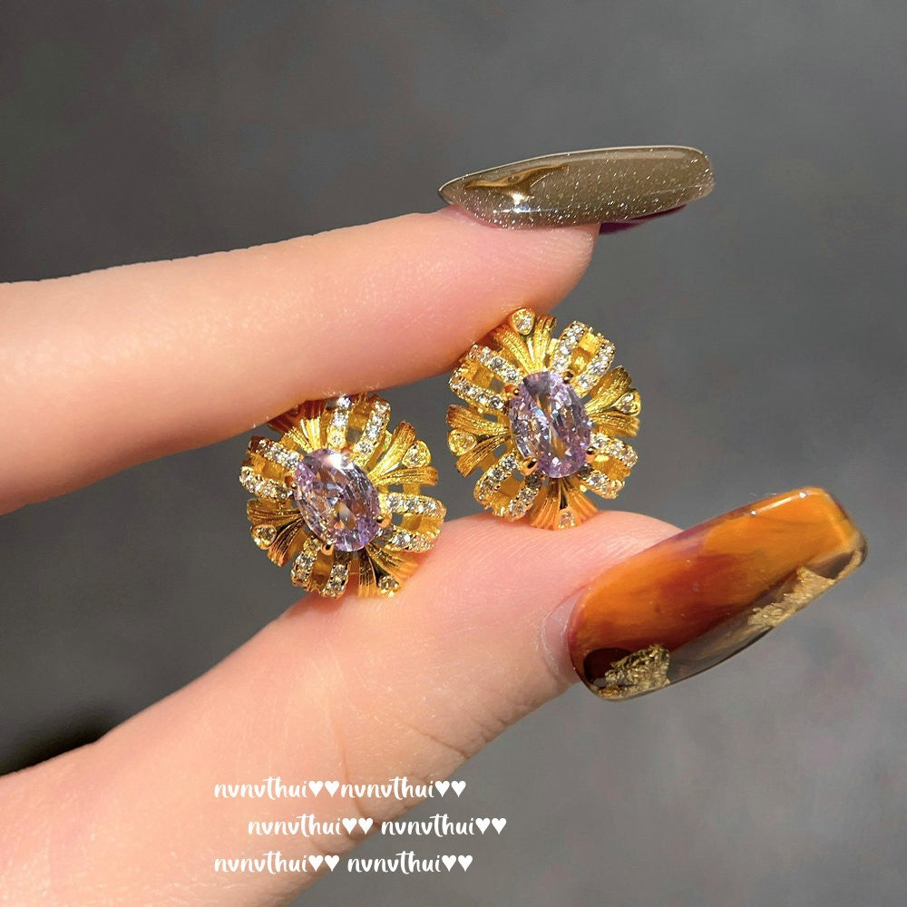 Austrian Honeycomb & Redbud Earrings Necklace Set