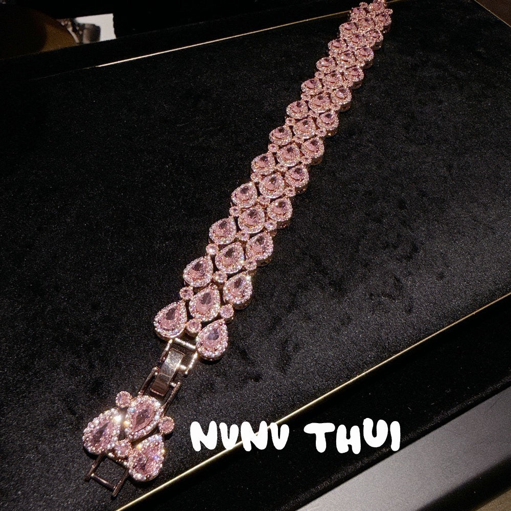 Mozambique Pink Teardrop Gemstone Necklace Earring