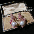 Rouge Pink Panther & Bow Earrings (18K Gold Plated)
