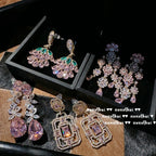 433CA Pink Teardrop Flower Earrings
