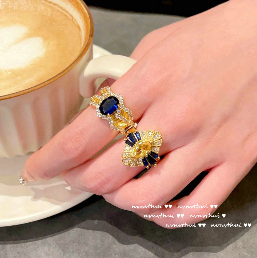 630Z Filigree Deep Sea Blue Zircon Open Ring