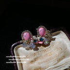 3280QIP Pink Turquoise Egg-Shaped Bead Earrings