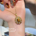 2025ZZ 18K Gold Starry Artificial Tiger's Eye Meteor Pendant Necklace