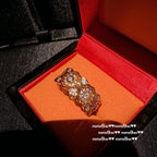 424NV Lattice Blue Zirconia Floral Petal Open Ring