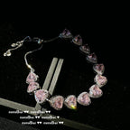 Sweetheart Peach Pink Love Gemstone Bracelet Set