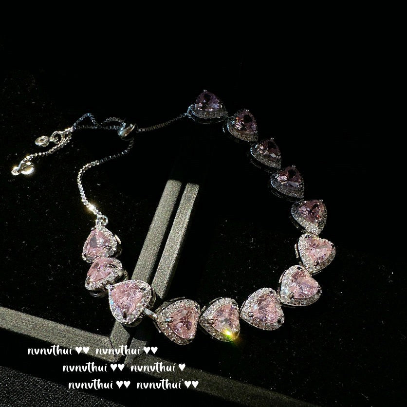 Sweetheart Peach Pink Love Gemstone Bracelet Set