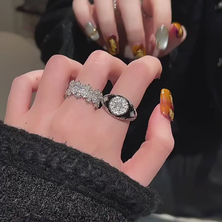Italian Vintage Arc-Shaped Milky Way Gemstone Ring